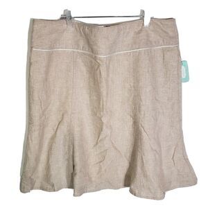 Maurices Women's Skirt Size 11/12 Beige Linen Rayon A Line Knee Length NWT
